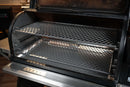 Two reinforced steel panels of the Pimp My Grill® Gen2 Slide-Out Rack System - 2 Racks installed inside a Traeger Timberline 1300 wood pellet grill.