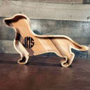 Handcrafted wood Dachshund tray for dog lovers – great as a charcuterie board or decorative catch-all