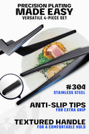 Dalstrong 4-piece black titanium plating tweezers set with leather sheath with anti slip tips and textured handles