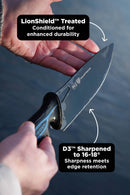 Dalstrong Night Shark 8" Chef’s Knife – NSF Certified Titanium-Coated Chef Knife for Pro & Home Cooks handle close up