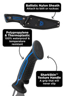 Dalstrong Night Shark 8" Chef’s Knife – NSF Certified Titanium-Coated Chef Knife for Pro & Home Cooks handle close up and in sheath