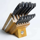Dalstrong Gladiator Series 12-Piece Knife Block Set with German steel knives in Manchurian Ash wood block at DDR BBQ Supply