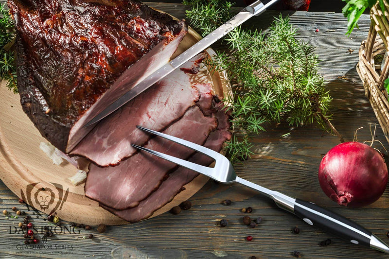 Dalstrong Gladiator carving knife and fork set 9 inch DDR BBQ Supply