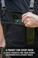 Dalstrong Heavy-Duty Waxed Canvas Pitmaster Apron with leather straps and utility pockets