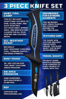 Dalstrong Night Shark 3-Piece Knife Set – Hunting & Cooking Knives with Gut Hook, Boning Knife, and Mini Cleaver features and benefits