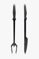 Dalstrong Shadow Black Carving Set – Titanium BBQ Knife and Fork Set for Slicing and Serving