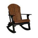 The Kanyon Living Adirondack Rocking Chair Deluxe in Antique Mahogany & Black features a slatted back and seat, black frame, and armrests. Shown against a plain white background. Brand: Kanyon Living.