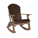 The Kanyon Living Adirondack Rocking Chair Deluxe features a Brazilian Walnut and Weathered Wood finish, showcasing dark brown slats and tan accents, set against a plain white background.
