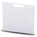 A rectangular white plastic Blue Coolers Divider Cutting Board for 100 110 Quart Ice Vault Cooler with a centered handle cutout.