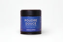 A 2.75-ounce (78g) jar of World Spice Poudre Douce, a classic medieval spice blend also called sweet powder, from World Spice—handcrafted and presented with a blue label and black lid.