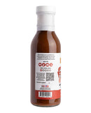 A clear, KETO friendly bottle of Hickman's BBQ Swinewaush No Sugar Added Gluten Free Natural BBQ Sauce 13 oz (Pack of 2) with a white cap, showing the back label with usage instructions, mild heat level, QR codes, and a barcode.