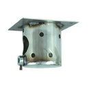 A cylindrical metal fitting featuring a flat square top plate with nine circular holes, a side screw, and visible welds, the Smokin Brothers Fire Pot - 9 Hole Stainless by Smokin Brothers is an ideal stainless steel replacement component for your pellet grill fire pot setup.