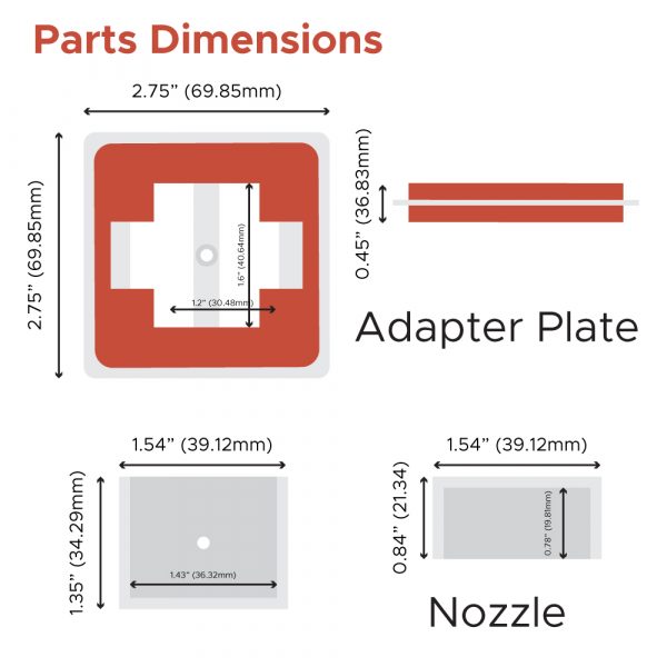 FireBoard Drive Blower Nozzle Adapter for kettle-style smokers – shop DDR BBQ Supply part dimensions and measurements