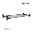 A rectangular metal Pimp My Grill® Gen2 Slide-Out Rack System - 1 Rack for the Recteq Backyard Beast 1200, featuring a slide-out rail system, a Made in America logo in the corner, and a 1 Rack label at the bottom.