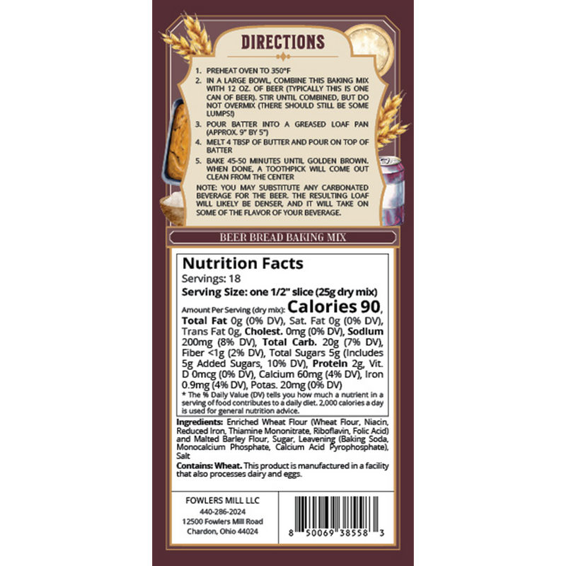 Fowler's Mill Beer Bread Mix for easy homemade bread at DDR BBQ Supply Ingredients