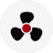 A simple icon of a three-blade black fan or propeller with a red center, set against a light gray background.