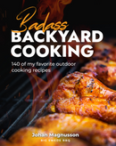 Cover of the WPPO Badass Backyard Cooking Cookbook – 140 of my Favorite Outdoor Cooking Recipes by WPPO LLC Direct, featuring grilled chicken wings over vibrant flames, bold white and yellow text, and Johan Magnusson’s name at the bottom. Ideal for anyone looking for an outdoor cooking cookbook packed with mouthwatering BBQ recipes and expert grilling inspiration.