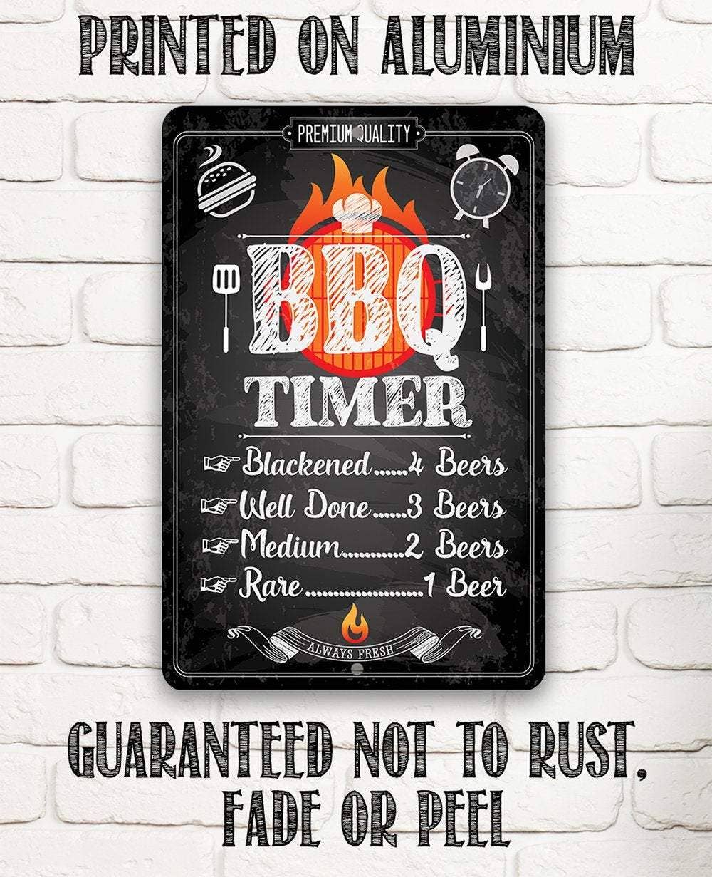 Funny Barbecue Timer Metal Sign for Grill Area