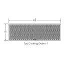 Black and white diagram of a rectangular top cooking grate for the Old Country BBQ Pits G2 24x48 Offset Smoker with Insulated Firebox by Old Country BBQ Pits. Measures 46 3/4" wide by 15" tall, features a mesh pattern, labeled "Top Cooking Grate x 1.