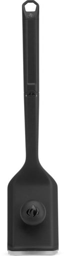 The Napoleon Griddle 4-Piece Cleaning Kit (GATL013) by Napoleon Grills includes a black, long-handled brush with a rectangular head, perfect for griddle cleaning. The handle’s hole allows easy hanging and convenient storage.