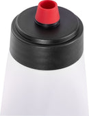 Close-up of the Napoleon Pancake Mixer and Dispenser (GACP006) by Napoleon Grills, highlighting its black cap and red pull-up spout. The white bottle is ideal as a griddle accessory or pancake mixer, with focus on the lid and spout.