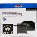 A Napoleon Grills Freestyle 36 Griddle Cart Cover (GACV001) box features details in four languages, a photo of the water-resistant cover on a griddle, and a close-up of the cover’s logo.