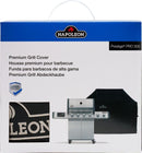 Box for the Napoleon Grills Prestige® PRO 500 Grill Cover (GACV002) displays the water-resistant cover partially on a grill, with four-language text and a two-year warranty badge.