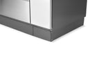 A close-up of the Napoleon Skirt Kit for Prestige® PRO 665 (GAMA001) by Napoleon Grills, showing its stainless steel finish and dark gray panel—ideal for a seamless built-in outdoor kitchen installation.