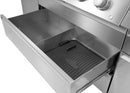 Open the stainless steel drawer beneath your grill to reveal a spacious compartment, ideal for outdoor kitchen storage or lining with the Napoleon Silicone Drawer Liner for Prestige® PRO 665 by Napoleon Grills (GAMA002).