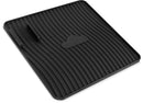 The Napoleon Grills Silicone Drawer Liner for Prestige® PRO 665 (GAMA002) is a black, rectangular mat with raised diagonal ridges, central branded logo, and utensil slot—perfect for organized outdoor kitchen storage.