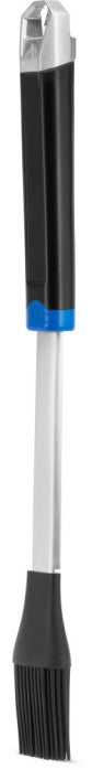 The Napoleon Grills Silicone Basting Brush Essential Series (GATL005) features heat-resistant bristles, a black and silver design with a blue accent, perfect for cooking or grilling.