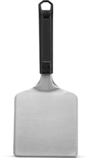 The Napoleon Griddles GATL015 burger spatula by Napoleon Grills features a broad, rectangular stainless steel blade and textured black handle, shown against a white background.
