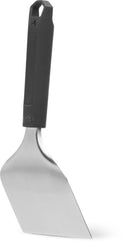 The Napoleon Grills Griddle Scraper (GATL016) features a wide, flat, angled stainless steel blade and black handle, ideal for flipping food on the grill and effective griddle cleaning.