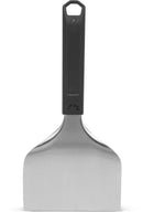The Napoleon Griddle Scraper for Griddles (GATL016) by Napoleon Grills features a wide stainless steel blade and a black handle with hanging hole—ideal for griddle cleaning or use as a scraper.