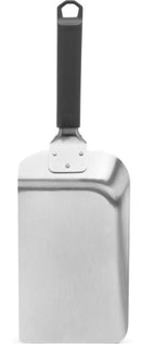 The Napoleon Griddle Scoop Spatula for Griddles (GATL017) by Napoleon Grills features a stainless steel rectangular blade and black handle, shown against a white background—perfect as a sturdy griddle tool.