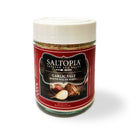 The SALTOPIA Infused Sea Salts Garlic Lovers Gift Set features a 6 oz. jar of garlic sea salt labeled "Garlic Salt: Mouth Full of Magic," with garlic cloves on the label and a white lid—perfect for garlic enthusiasts.