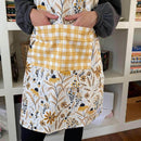 Gingiber Bee Garden cotton canvas apron for cooking baking and kitchen use