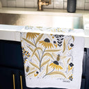 Gingiber Bee Garden flour sack tea towel for everyday kitchen cleanup and use