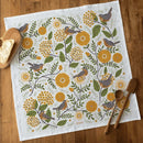 Gingiber Mums and Robins flour sack tea towel for kitchen decor and everyday use