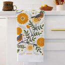 Gingiber Mums and Robins flour sack tea towel for kitchen decor and everyday use