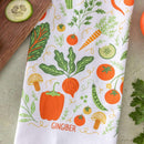 Gingiber Vegetable flour sack tea towel for garden harvest and kitchen use