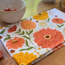Gingiber Zinnia flour sack tea towel for sourdough baking and kitchen use