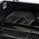 Green Mountain Grills backboard system for peak 2.0 pellet grills. Great BBQ Accessory.  Close up of rib rack. 