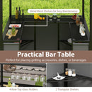 Top view of the DirectDeals Grill Gazebo with Awning 3-Piece Outdoor BBQ Canopy Double-Tier Soft Top Barbecue Shelter, featuring mesh shelves, glass holders, and side storage—ideal for organizing drinks and dishes outdoors.