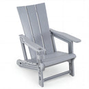 The DirectDeals Adirondack Chair with Cup Holder - HDPE Outdoor Seating features wide armrests, a slatted backrest, and durable gray composite material, shown on a white background.