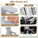 Comparison chart showcases the Adirondack Chair with Cup Holder - HDPE Outdoor Seating by DirectDeals: wood-like texture, easy cleaning, durability, built-in cup holder vs. old wooden chair prone to roughness and upkeep.