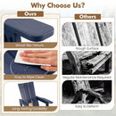 Comparison chart: DirectDeals Adirondack Chair with Cup Holder - HDPE Outdoor Seating is smooth, dark, easy to clean, and durable; others are rough wooden chairs needing maintenance and prone to warping.