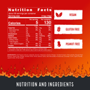 A nutrition facts label for Harmacy Hot Sauce Co. Extra Hot Variety Pack