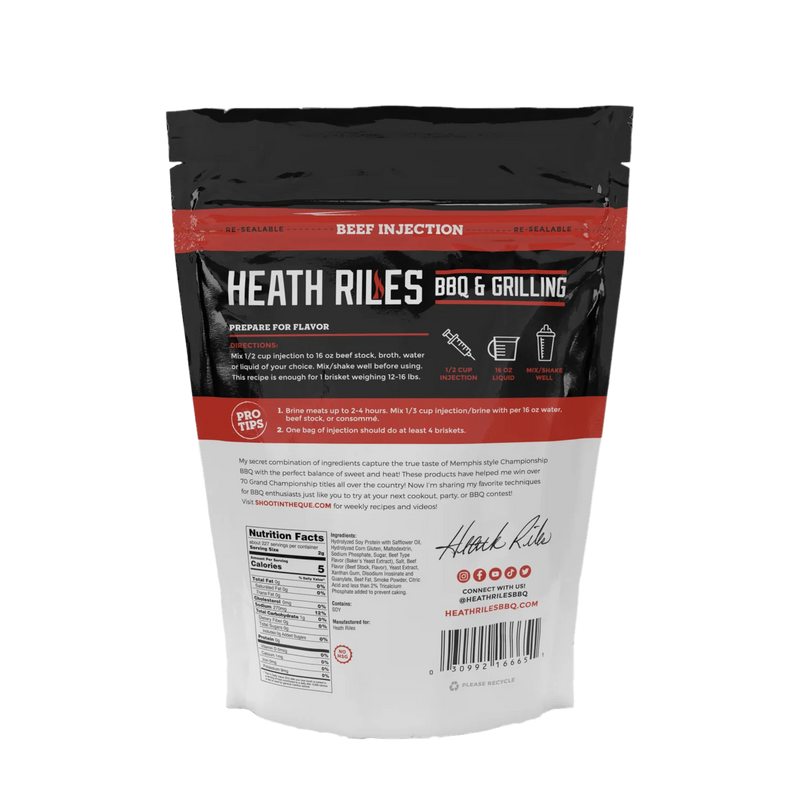 Heath Riles Beef Injection mix for juicy tender smoked brisket at DDR BBQ Supply