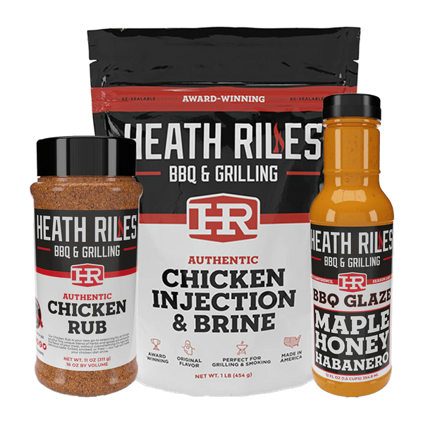 Heath Riles Classic Turkey Bundle chicken rub injection and maple honey habanero glaze at DDR BBQ Supply